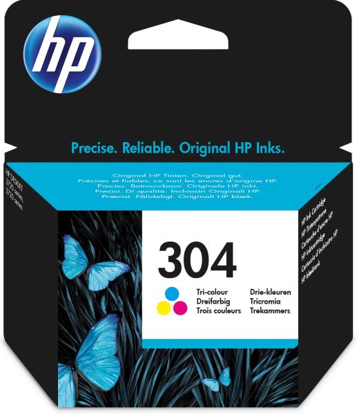 HP 304 Tri-Color Original Tintenpatrone N9K05AE – Dreifarbig Cyan, Magenta, Gelb für HP DeskJet & Envy